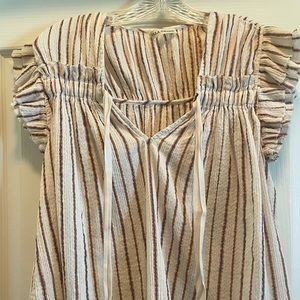 Ulla Johnson gauze top with metallic threading.